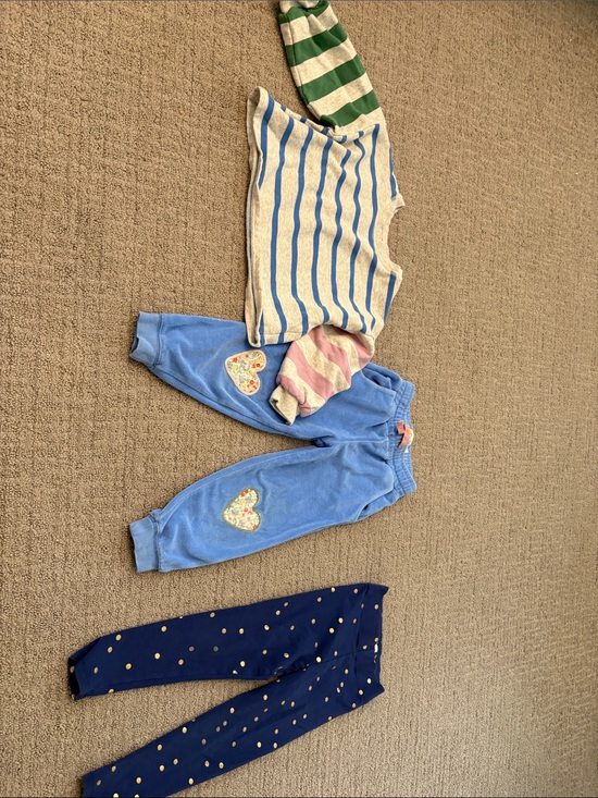 Mini Boden Other - Mini Boden 3-4T girls bundle Blue Heart Sweatpants striped cropped sweatshirt